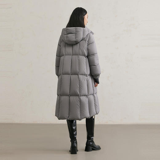 NEELLY纳俪商场同款冬季新款连帽长款90%白鸭绒保暖简约羽绒服女N25104L04408 商品图1