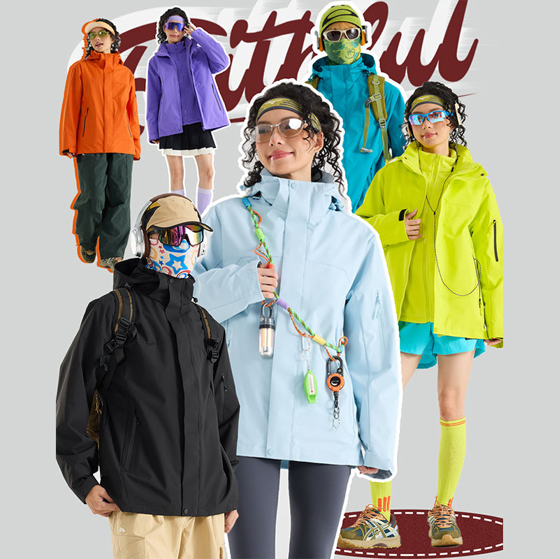 LUCKY DEER幸运鹿情侣款山系保暖时尚多巴胺三合一防风外套