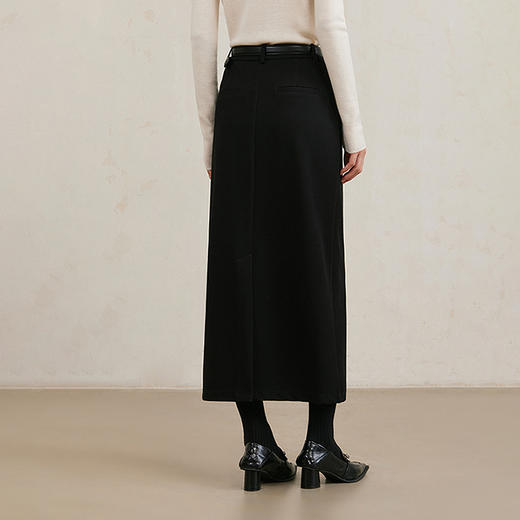 NEELLY纳俪商场同款冬季新款黑色垂感显瘦半身裙女气质通勤长裙N25104E04422 商品图1