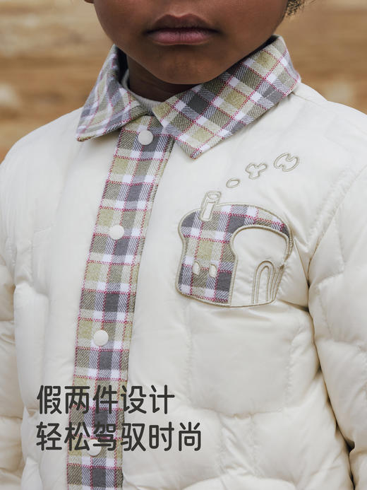 英氏超韧绒儿童羽绒服秋冬保暖防寒男三防翻领外套YRWSJ4R098A 商品图4