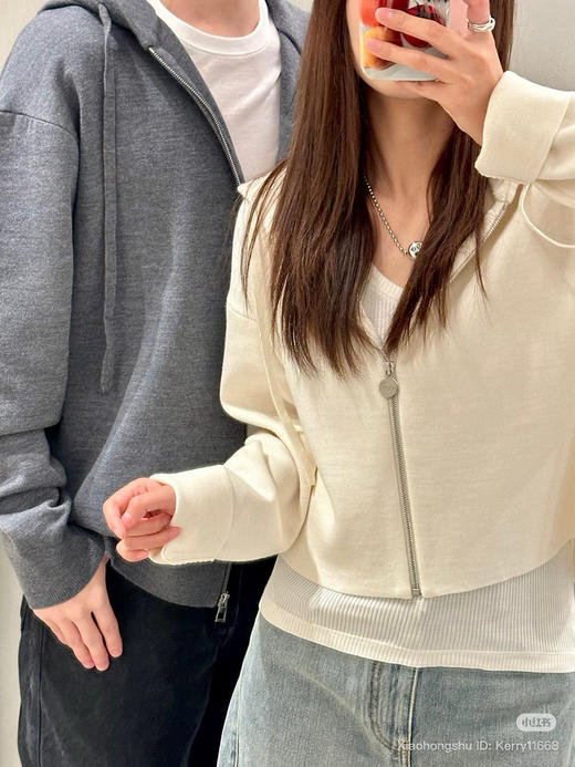 1011-4 lew男女同款浮雕拉链连帽衫 老朱176/146穿L偏大一号，穿M很合适 商品图14