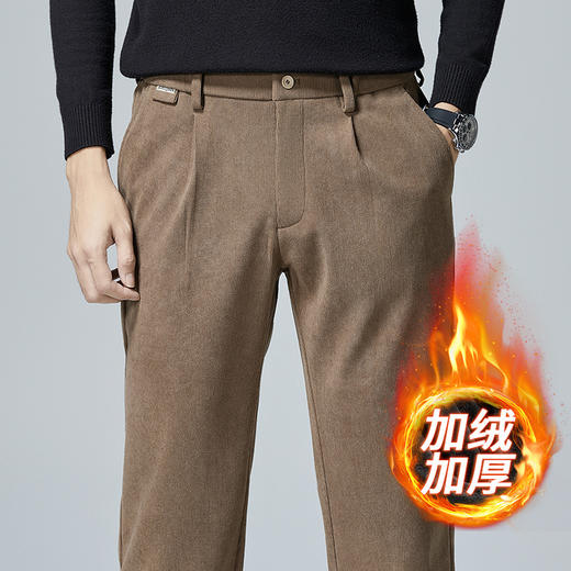 啄木鸟春秋灯芯绒裤子男款直筒宽松轻奢商务条绒加绒百搭休闲长裤 商品图12