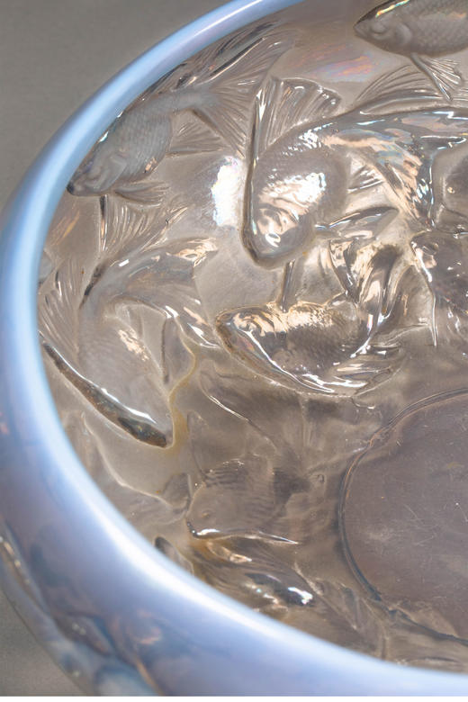 独角鹿西洋古董 1921年法国水晶工坊莱俪LALIQUE设计出品「Cyprins 锦鲤」主题欧泊水晶碗 商品图4