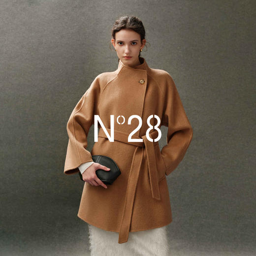 N°28 翻领羊毛呢大衣女秋冬2025新款系带收腰呢子外套8855A1D617 商品图1