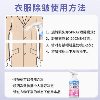 珂王防静电喷雾450ml 衣服头发去静电除皱柔顺衣物香氛除味喷雾留香久 /家庭清洁/纸品 /衣物清洁 /柔顺剂 商品图4