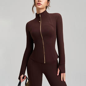 跃牌【安琪拉系列】新款运动外套女修身显瘦瑜伽上衣长袖带指套立领高级感瑜伽服WT-5031