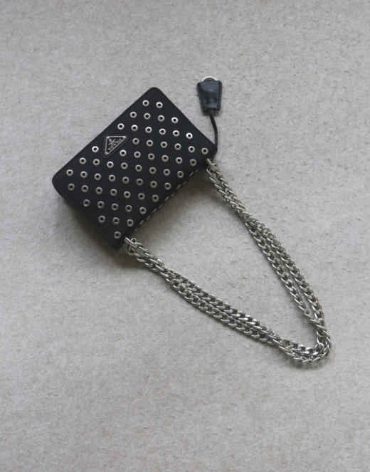 简单粗暴的 哈！意品啪啪哒 朋克风 伞布配羊皮衬 链条的 单肩&斜跨 包 商品图0