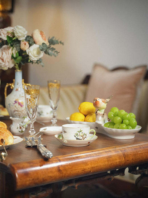 独角鹿西洋古董 20世纪匈牙利赫伦瓷窑出品「罗斯柴尔德之鸟」手绘描金装饰下午茶套件 18件 商品图2