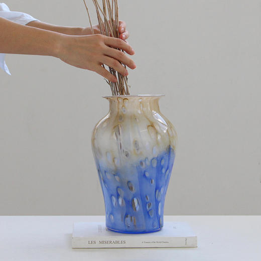 碧轩家居高级感渐变纹理琉璃花瓶艺术轻奢向日葵水培百合插花摆件 商品图1