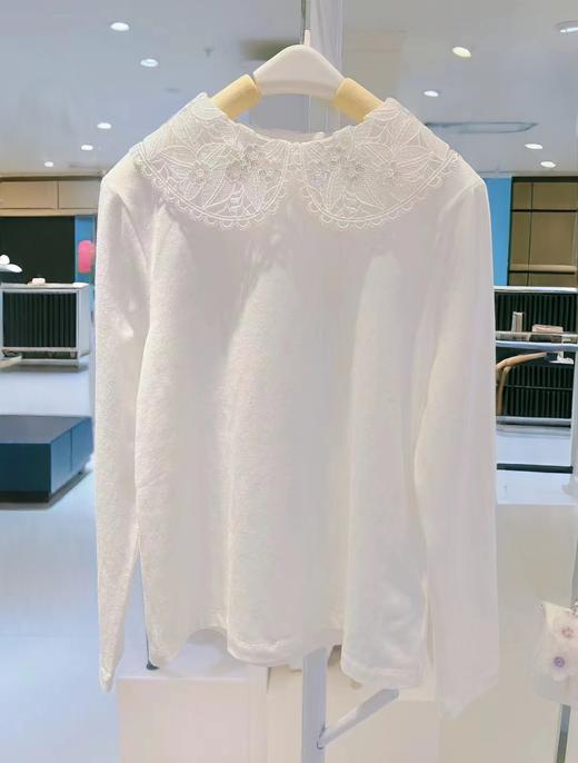 【春上新】8楼LYNN&MILO 琳麦罗 白色磨毛百搭翻领打底衫 商品图7