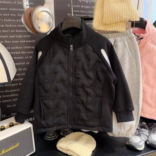 【秒杀】儿童奥粒绒棉服冬季拉链防风保暖立领夹棉开衫新款中大童棉袄100-180 商品图2