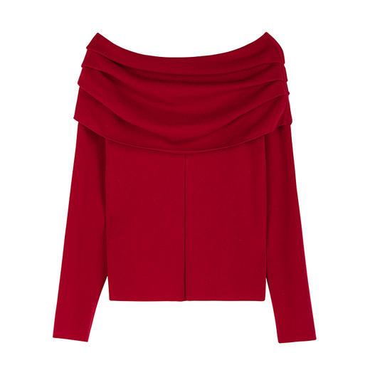 NEELLY纳俪商场同款春季新款一字肩个性显瘦针织衫女气质简约上衣N25104A04426 商品图3