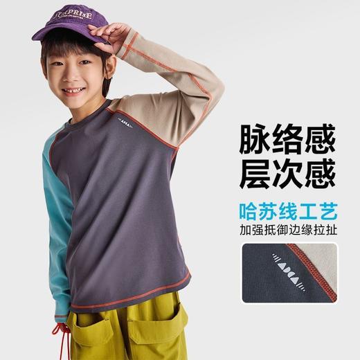 【咕噜日记】【大麦棉】童装儿童撞色长袖圆领秋男童休闲T恤女童上衣PQTX2541 商品图4