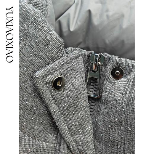 余潇潇【璀璨银河】精致亮丝混纺高温烫钻填充90鸭绒立领短款羽绒服 商品图4