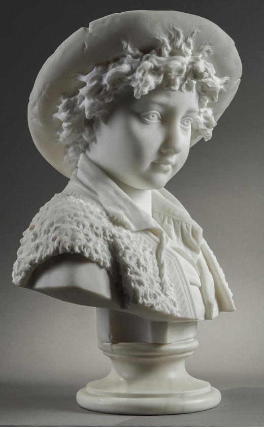 独角鹿西洋古董 1883年代意大利雕塑家签名创作卡拉拉大理石雕塑「年轻的牧童 商品图2