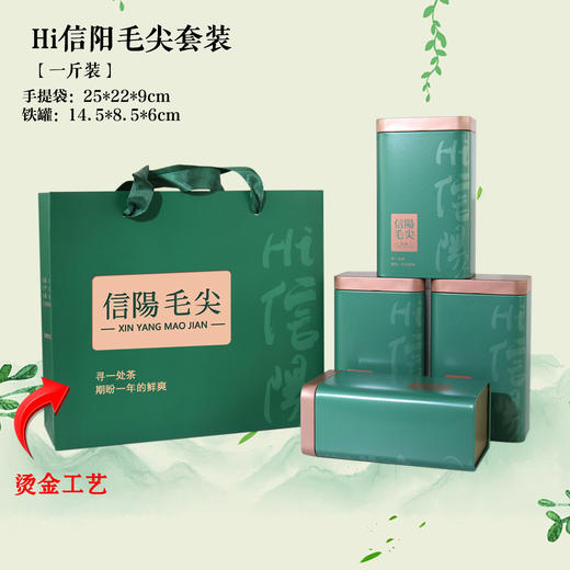 Hi信阳.毛尖套装【绿1斤装.1提4个125g听】7.2元1套.整箱50套 商品图0