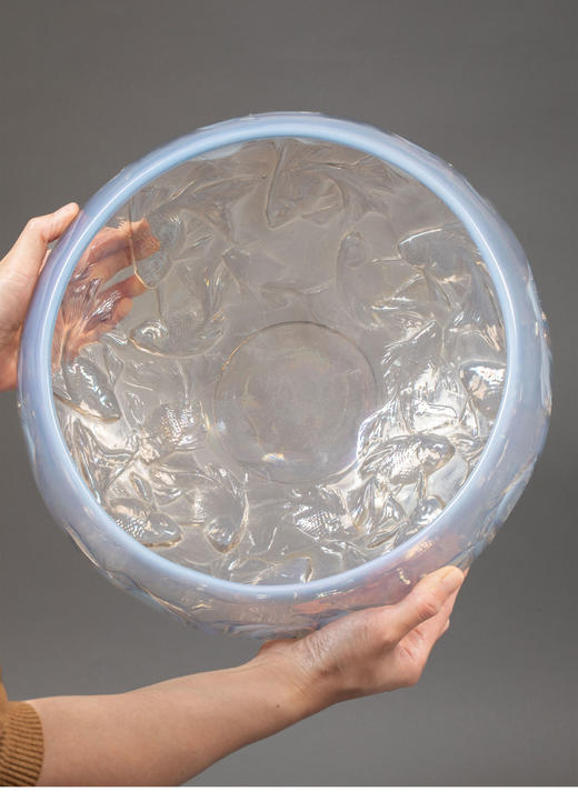 独角鹿西洋古董 1921年法国水晶工坊莱俪LALIQUE设计出品「Cyprins 锦鲤」主题欧泊水晶碗 商品图2