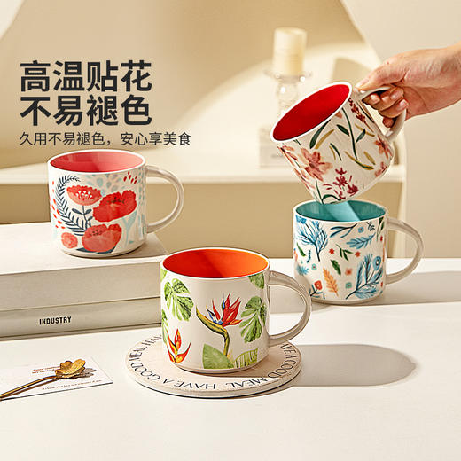 摩登主妇花卉马克杯家用喝水杯早餐杯咖啡杯女生办公室杯子陶瓷杯 商品图2