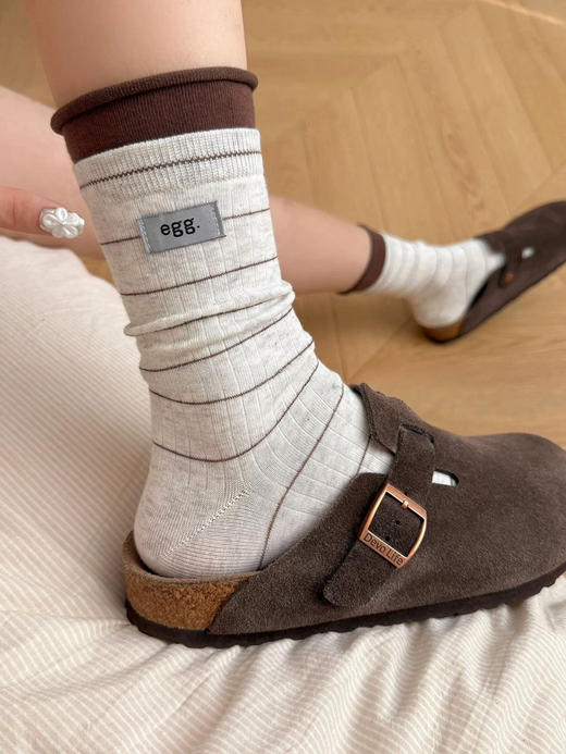 egg螺纹条纹袜5双 商品图1