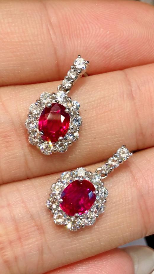 1.583ct刻面红宝石耳坠 商品图4