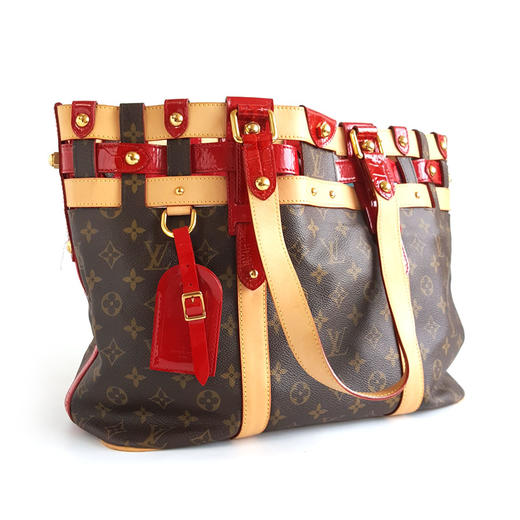 【9新】LV路易威登老花拼红色漆皮购物袋托特包手提包051025JJ08 现售价：3500！ 商品图1