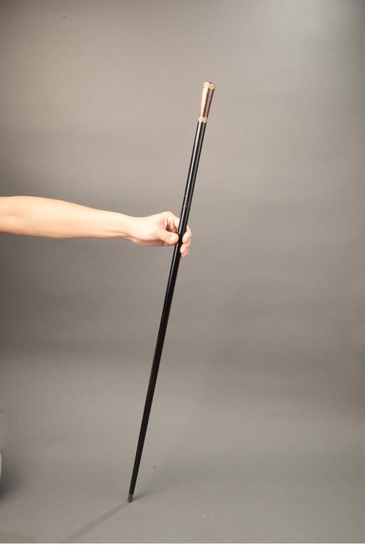 独角鹿西洋古董 1880-1910年代欧洲出品铜鎏金镶嵌珍珠及橄榄石杖柄硬木绅士手杖 商品图1