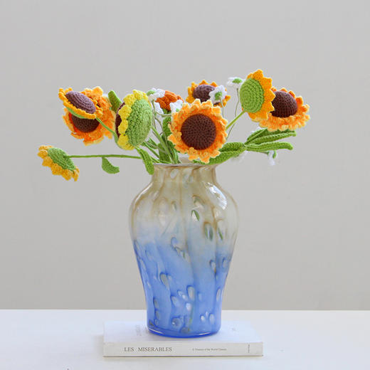 碧轩家居高级感渐变纹理琉璃花瓶艺术轻奢向日葵水培百合插花摆件 商品图0