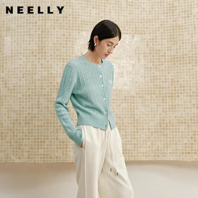 NEELLY纳俪商场同款冬季新款清新减龄绞花针织衫女简约软糯毛衣N25102A01034