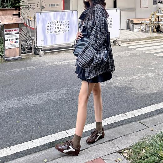 羊皮版！系带拼色内增高德训鞋女2025新款复古阿甘鞋运动鞋女 商品图2