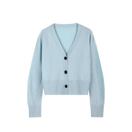 NEELLY纳俪商场同款冬季新款纯羊毛V领针织衫女肌理感毛衣开衫N25104A04517 商品图3