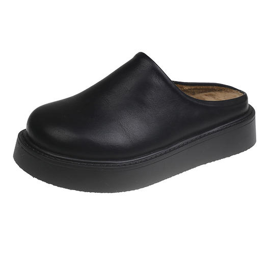 【YW】无忧购 复古厚底加绒包头半拖鞋女秋冬新款时尚一脚蹬懒人百搭勃肯鞋B11（截单后7天发货) 商品图6