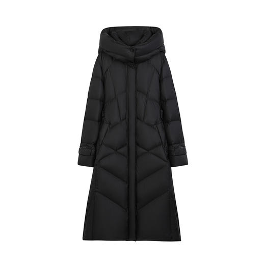 NEELLY纳俪商场同款冬季新款保暖收腰长款连帽外套女白鸭绒羽绒服N25104L04593 商品图3