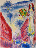 独角鹿西洋古董 1967年法国现代艺术家夏加尔签名出品「Avenue de la Victoire in Nice 尼斯胜利大道」限量彩色石版画 商品缩略图2