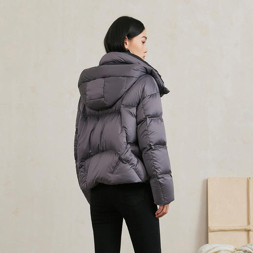 NEELLY纳俪商场同款冬季新款90%白鸭绒立领连帽羽绒服女保暖外套N25104L04415 商品图1