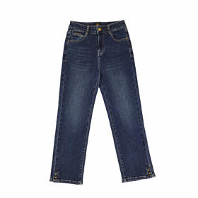 半身缘女裤 春季脚口开叉怀旧九分烟管牛仔裤261102M30120049