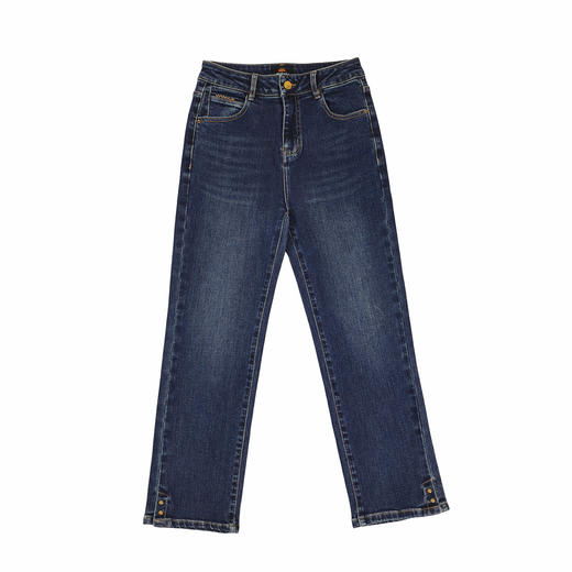 半身缘女裤 春季脚口开叉怀旧九分烟管牛仔裤261102M30120049 商品图0