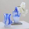 碧轩厂家直销蓝色肌理新中式复古艺术玻璃花瓶氛围感台面鲜花花瓶 商品缩略图0
