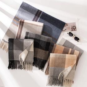 2米大围巾女冬季高级感秋灰色格子仿羊绒围巾设计感时尚保暖围脖披肩男空调毯