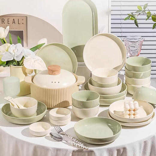 推荐 景德镇釉下彩奶油风碗碟套餐 商品图9