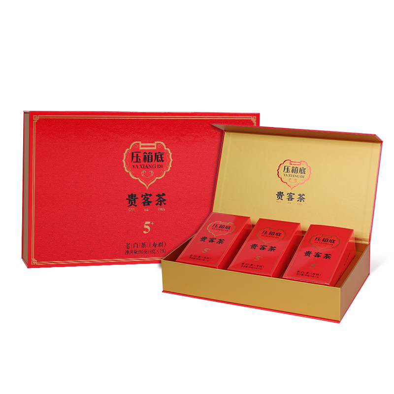压箱底贵客茶 老白茶 5年陈寿眉 福鼎白茶 礼盒装90克/18泡