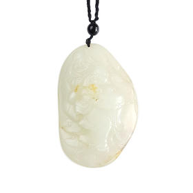 【天然正品】天然新疆料细腻雕佛公松树（平安长寿）和田玉手把件摆件两用款210925NJS26 现售价：2980