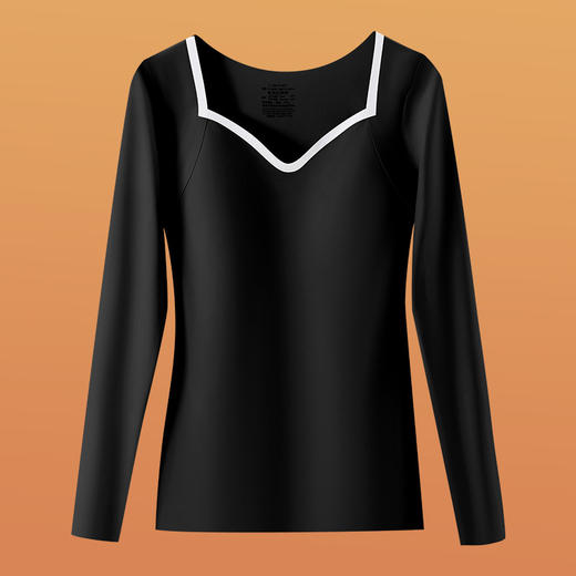 【速拍！到手2件美体衣！】秋冬打底保暖内衣 女高品质撞色女无痕带胸垫可外穿保暖长袖 美肤衣 商品图5