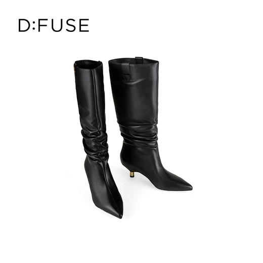 Dfuse迪芙斯2025冬季新款及膝冬长靴甜酷机车靴增高显瘦堆堆靴女靴DFD4117016 商品图11