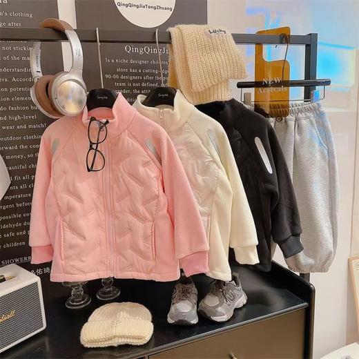 【秒杀】儿童奥粒绒棉服冬季拉链防风保暖立领夹棉开衫新款中大童棉袄100-180 商品图0