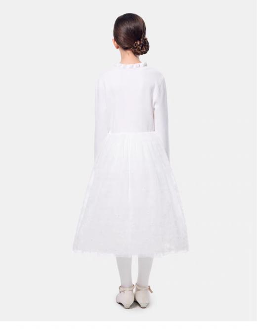 【春上新】8楼LYNN&MILO琳麦罗 亲子女童2025春秋新款白色花朵网纱裙长袖连衣裙 公主裙 商品图3