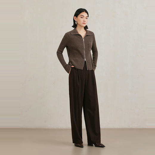 NEELLY纳俪商场同款冬季新款绵羊毛肌理感修身针织开衫女毛衣外套N25104A04424 商品图2