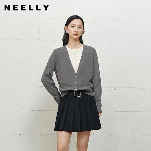 NEELLY纳俪商场同款冬季新款随性假两件休闲针织衫女慵懒舒适上衣N25101A01005 商品图0