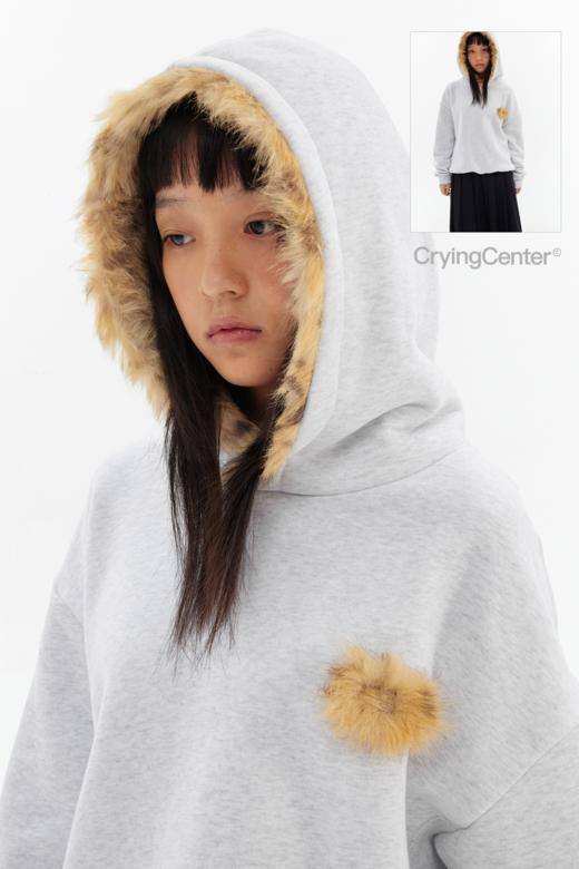 CryingCenter 可爱小鹿毛毛绒绒花灰色袋帽短版显瘦卫衣 哭喊中心 商品图5