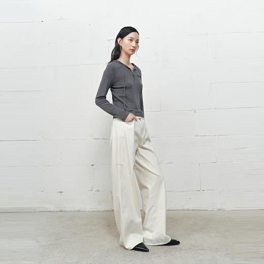 NEELLY纳俪商场同款冬新款白色高腰直筒牛仔裤女通勤出游阔腿长裤N25101H01023 商品图2