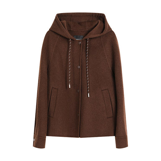 NEELLY纳俪商场同款冬季新款宽松休闲连帽双面呢女时尚复古外套N25102N01040 商品图3